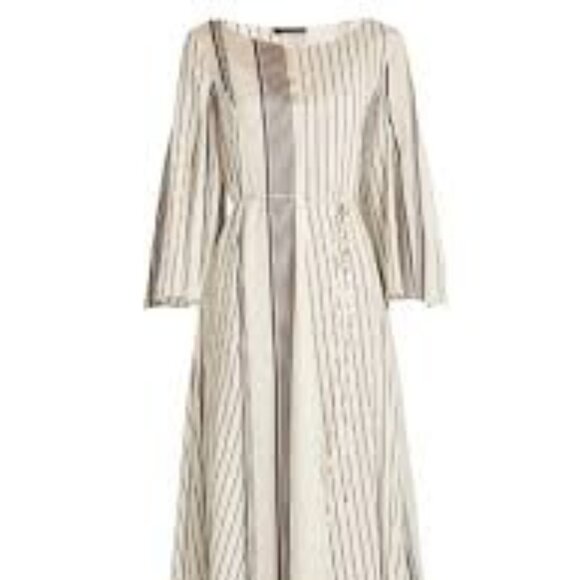 The Row Selar Striped Silk Maxi Dress in White/Navy - Size 8 - Picture 1 of 9